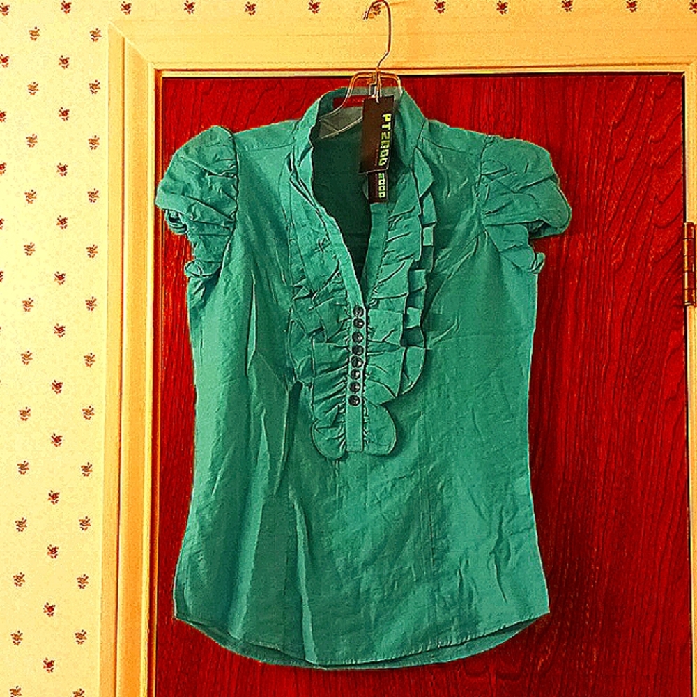 PT2000 Jeqns Company womens top in peacock (vibrant turquoise)